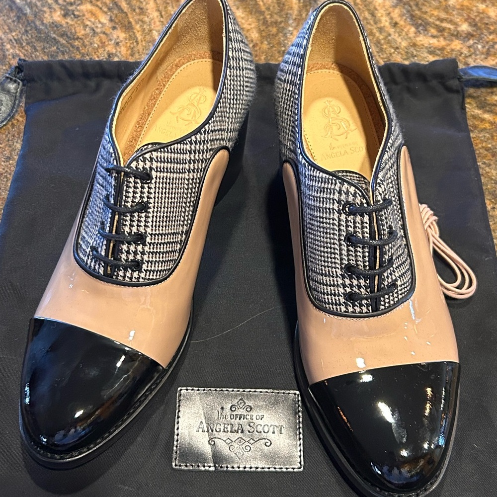 The Office of Angela Scott, Mrs Maisel Midheel Women's Oxfords Mauve Plaid